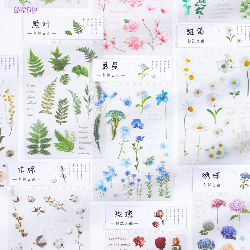 Flower stickers for children's cute  aesthetic diary decorative art supplies stickers for scrapbook batch Korean paper table