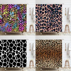 Creative Color Leopard Shower Curtain Animal Texture Black White Brown Modern Dot Geometric Bathroom Hanging Curtains Set Home