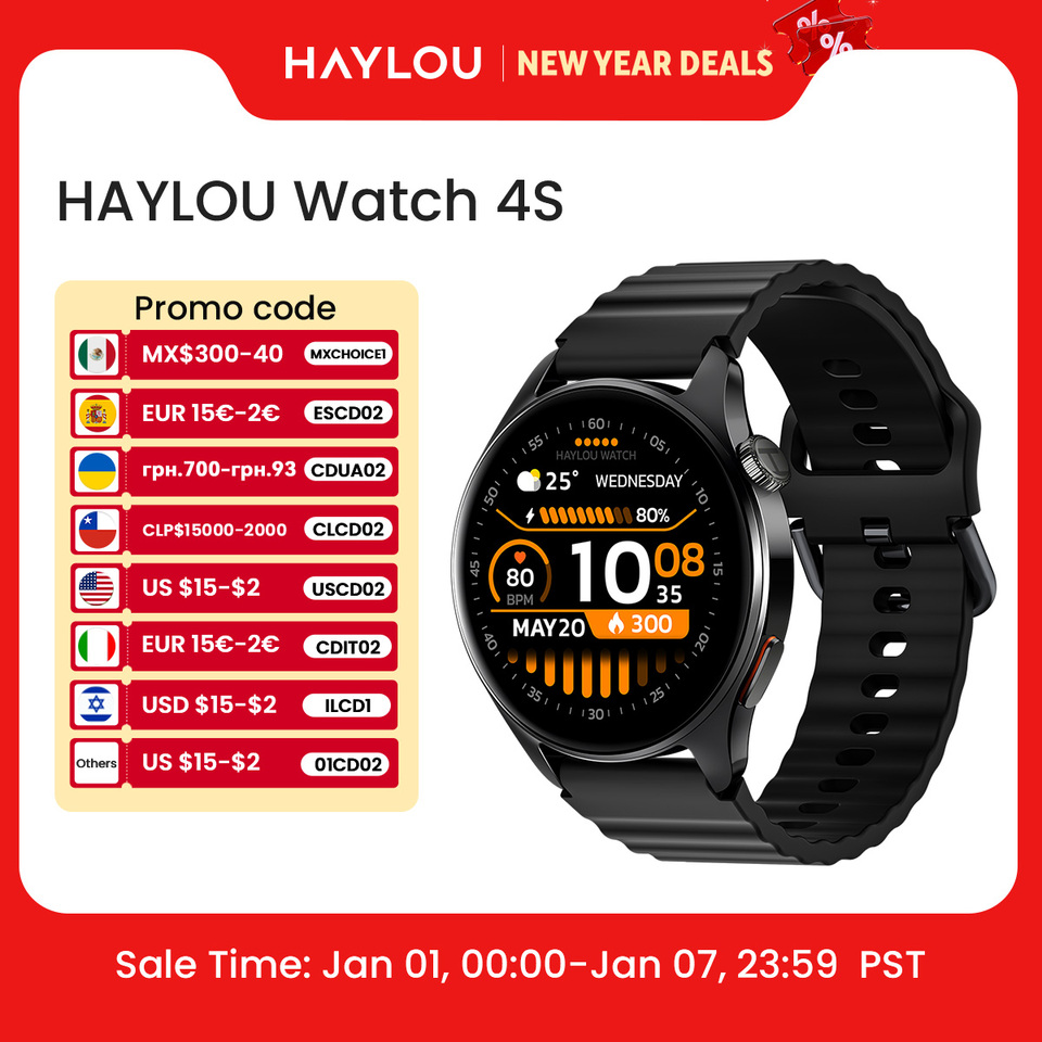  HAYLOU Watch 4S GPS Smartwatch 1.43” HD AMOLED Display 5 Satellite GPS Positioning 120+ Workout Modes Sport Fitness Smart Watch 