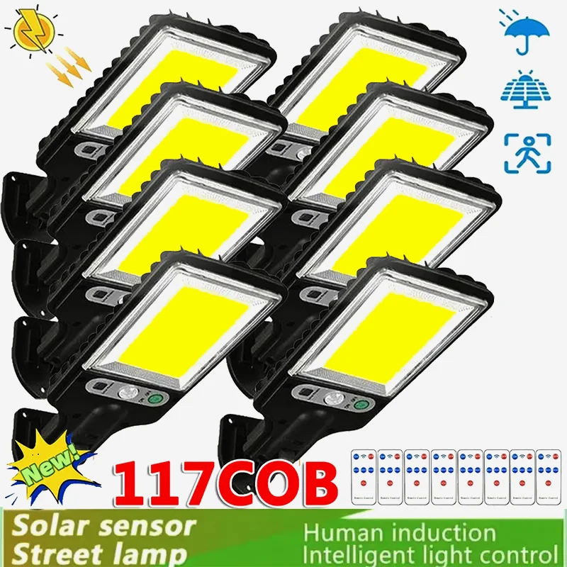 Solar Street Lights Outdoor Solar Lamp With 3 Light Modes Waterproof Motion Sensor Security Lighting for Garden Patio Path Yard