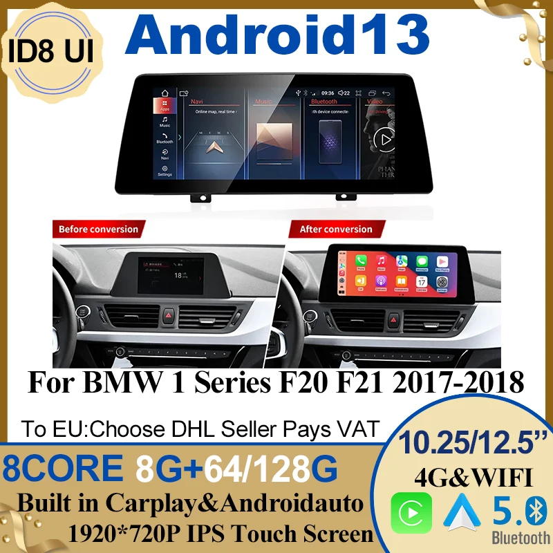 

Android 13 GPS Navigation Car Multimedia Video Players Head Unit 4G For BMW 1Series F20 ID8 EVO 2018-2020 Carplay Auto Stereo