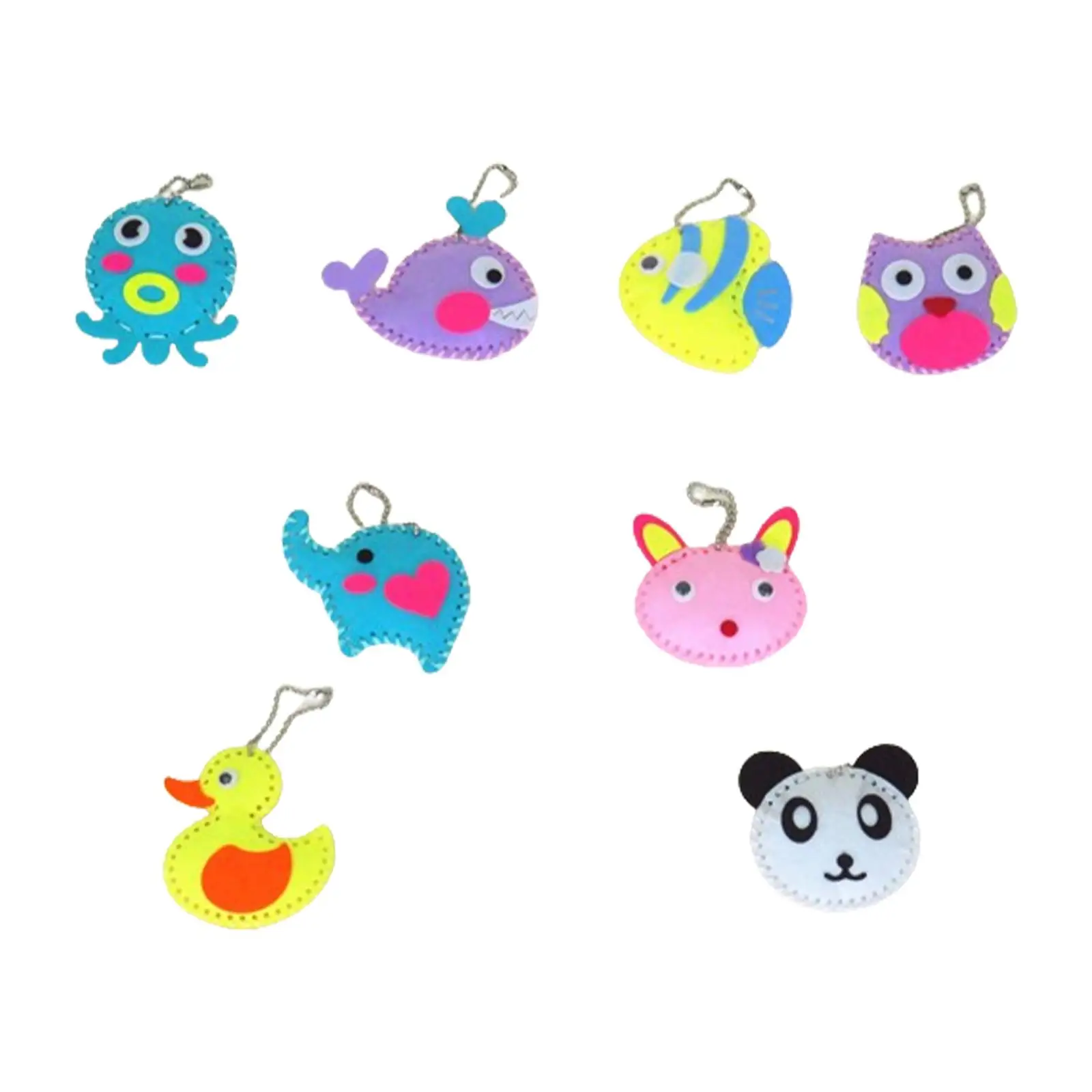 

8Pcs Kids Sewing Kit Cartoon Animal Pendants Educational Toys Learn to Sew DIY Craft for Christmas Halloween Gifts Party Favors