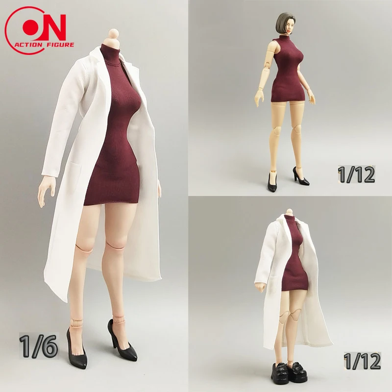 1/6 1/12 مقياس الإناث العصرية سترة واقية عالية الرقبة قاعدة فستان مجموعة الملابس نموذج صالح 12 "6 بوصة الجندي عمل الشكل الجسم