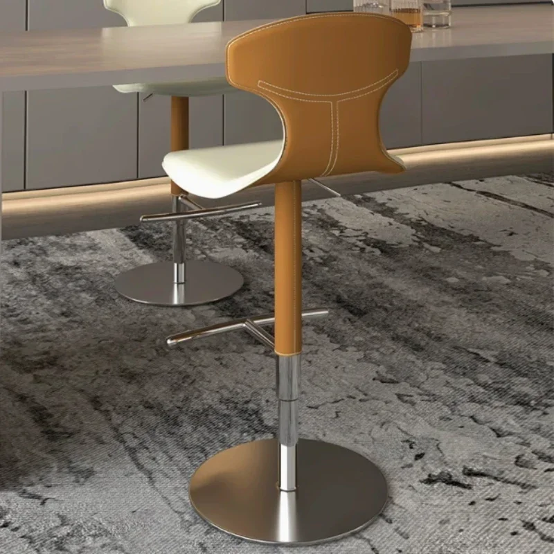 

Designer Minimalistic Bar Stools Modern Lounge Brown Comfortable Bar Chairs Swivel High White Taburete Cocina Home Furniture