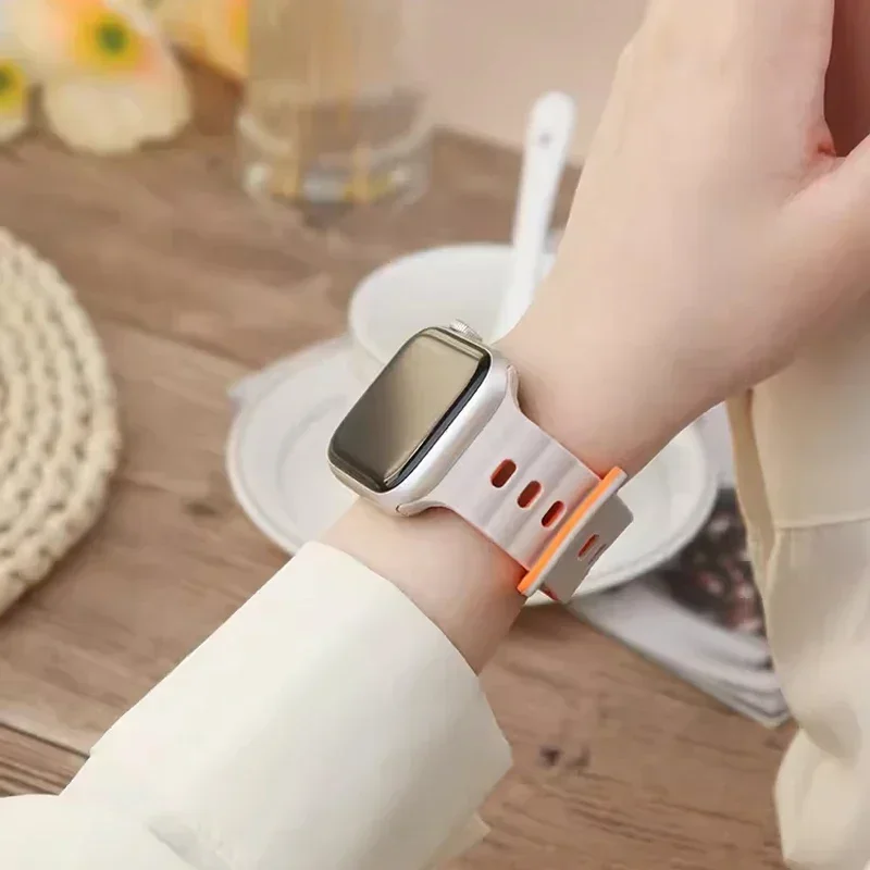 Sport Silicone Straps for Apple watch band 45mm 40mm 46mm 41mm 49mm 42mm 44mm correas bracelet iWatch ultra 2 series 10 9 8 7 SE