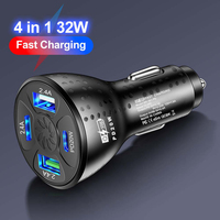 32W USB Car Charger Fast Charging 4 Ports PD Type C Car Phone Charger Adapter For iPhone Xiaomi Samsung Quick Charger In Car