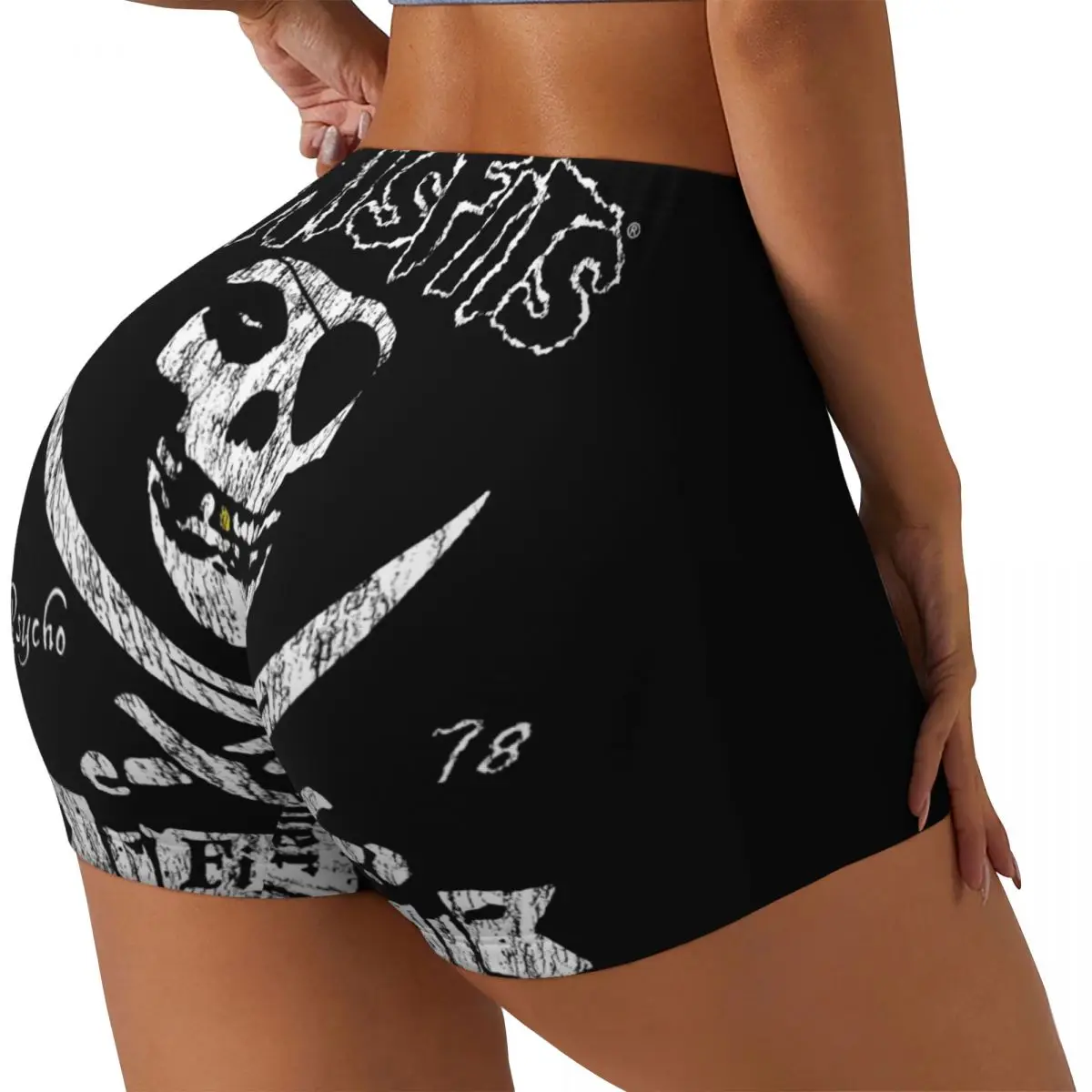 Custom Misfits Punk Rock Band Workout Volleyball Biker Shorts Women Gym Yoga Shorts