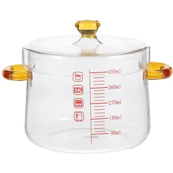 Double Handle Glass Steamed Egg Bowl Transparent Kitchen Cookware Easy Observe Cooking Process Stew Pot For Soup And Oven