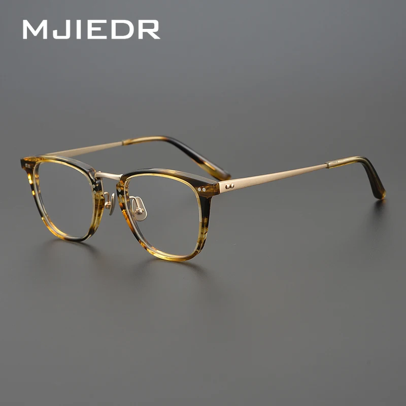 Titanium Alloy Men Business Square Classic Glasses Frame Acetate Eyeglasses Eyewear Anti Blue Light Prescription Optical Lens