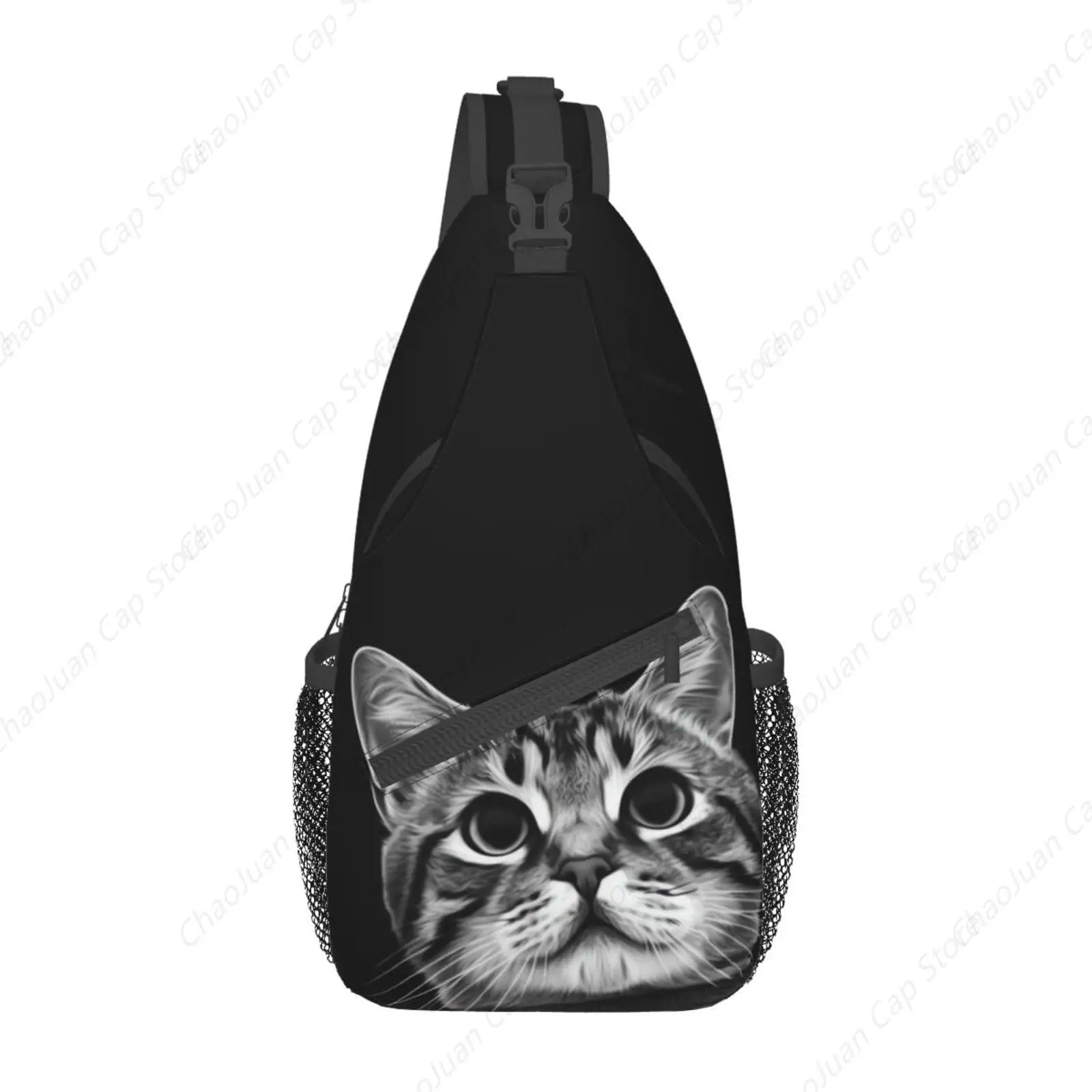 

Черный рюкзак на слинге Funny Cat — через плечо для мужчин и женщин | Рюкзак для спортзала, велоспорта, путешествий и пешего туризма