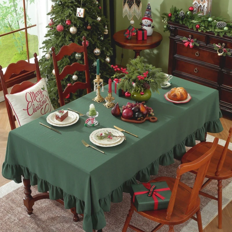 140x260cm Checkered Ruffle Edge Tablecloths Wedding Decoration Christmas Halloween Party Restaurant Kitchen Dining Tables Cover