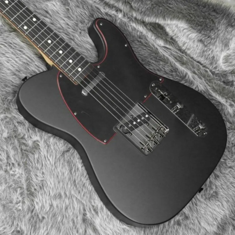 New!!!!! Matte Black Color, Tele Electric Guitar, Solid Alder Body ,Rosewood Fretboard, Red Edge Black pick guard ,