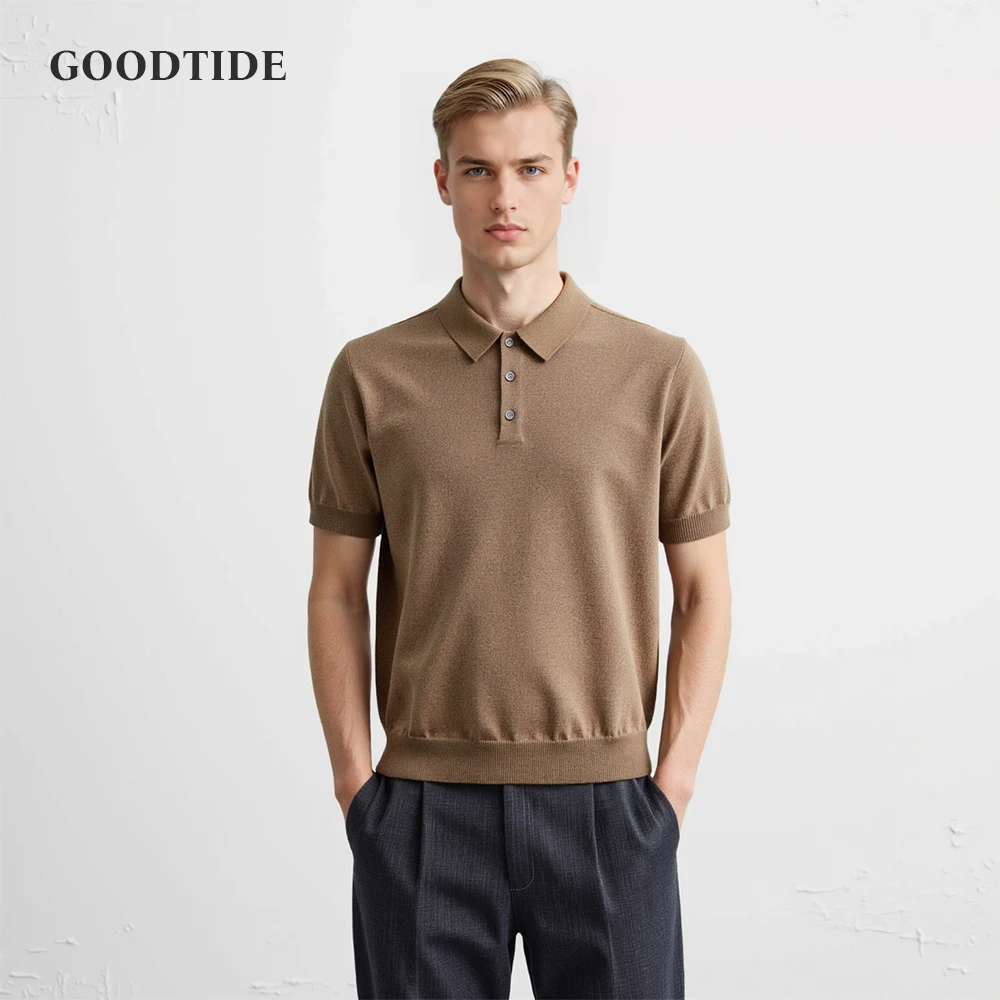 

Fashion Retro Men's Polo Shirt Summer Lapel Slim Fit Solid Color Short Sleeve T-shirt Business Casual Office Luxury Brand Tops