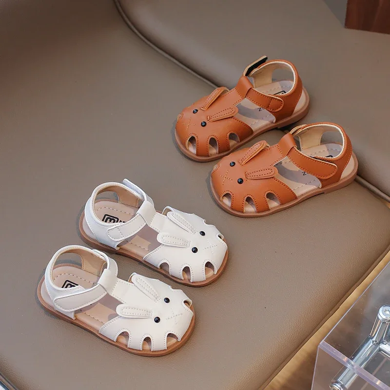 

Toddler Children Sandals Rabbit Lovely White Brown Kids Summer Shoes Unisex Breathable Flexiable Comfy Boys Girls Shoes 21-30