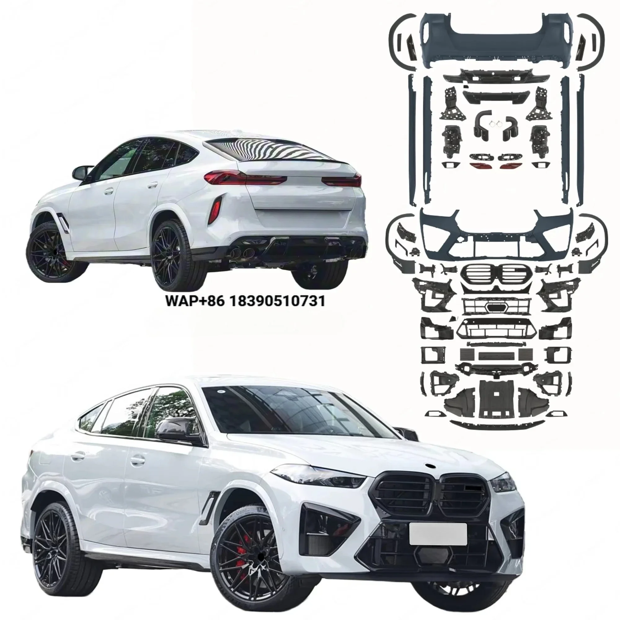 

Perfect Fitment Bumper for 2023+ X6 G06 LCI Upgrade F96 LCI X6M 1:1 Body Kit Fender Flare Diffuser Exhaust Pipe
