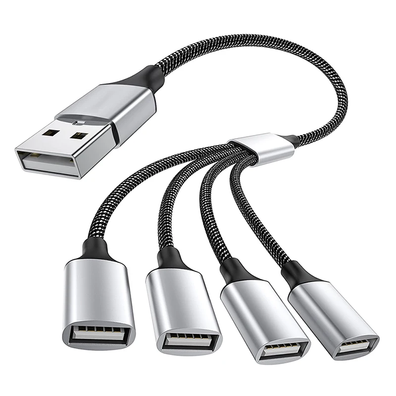 Car Mounted 1 to 4 USB Type C to USB Branching Multi-functional Adapter for Mobile Phone Tablets Extended Multi Interface Hubs