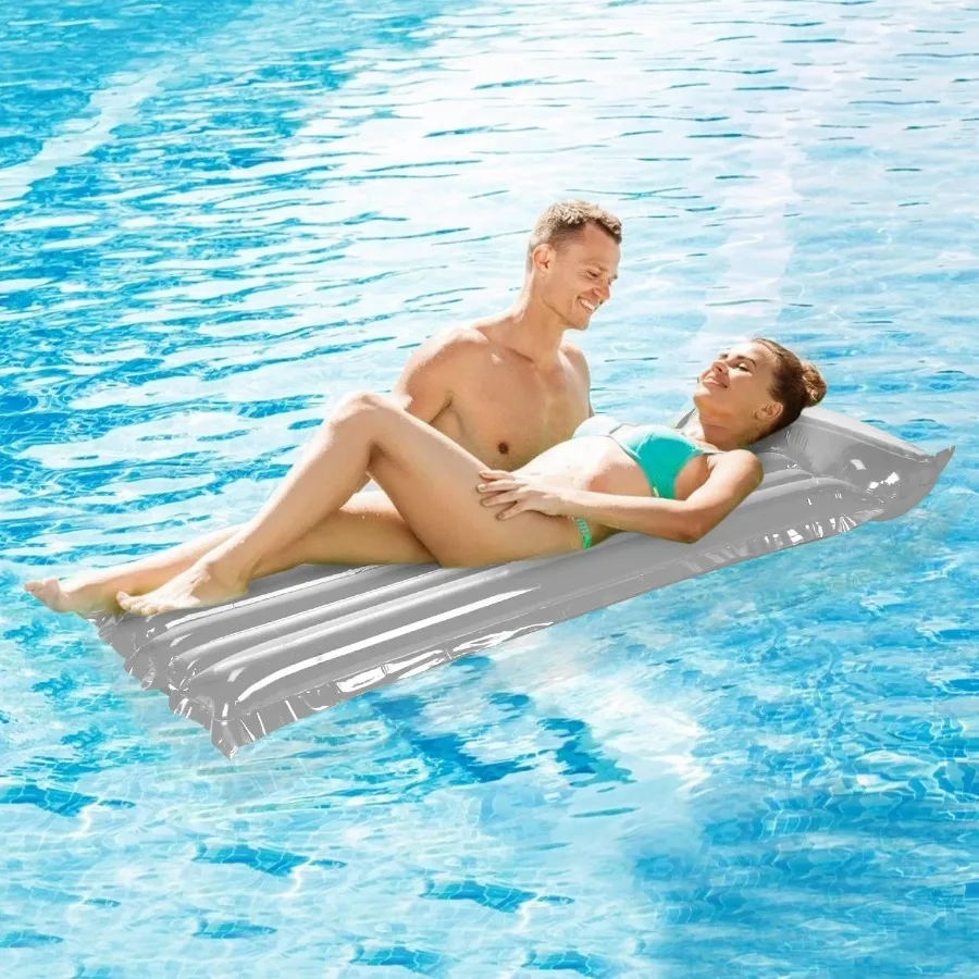 Inflatable Foldable Pool Float Lounge Chair Water Mat with Pillow Air Mat Mattress for Swimming