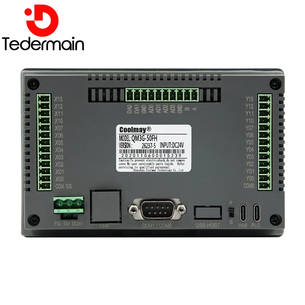 Coolmay 5 بوصة HMI PLC كومبو وحدة تحكم منطقية قابلة للبرمجة مع لوحة اللمس شاشة صناعية QM3G-50FH-24MT/R تناظرية اختيارية