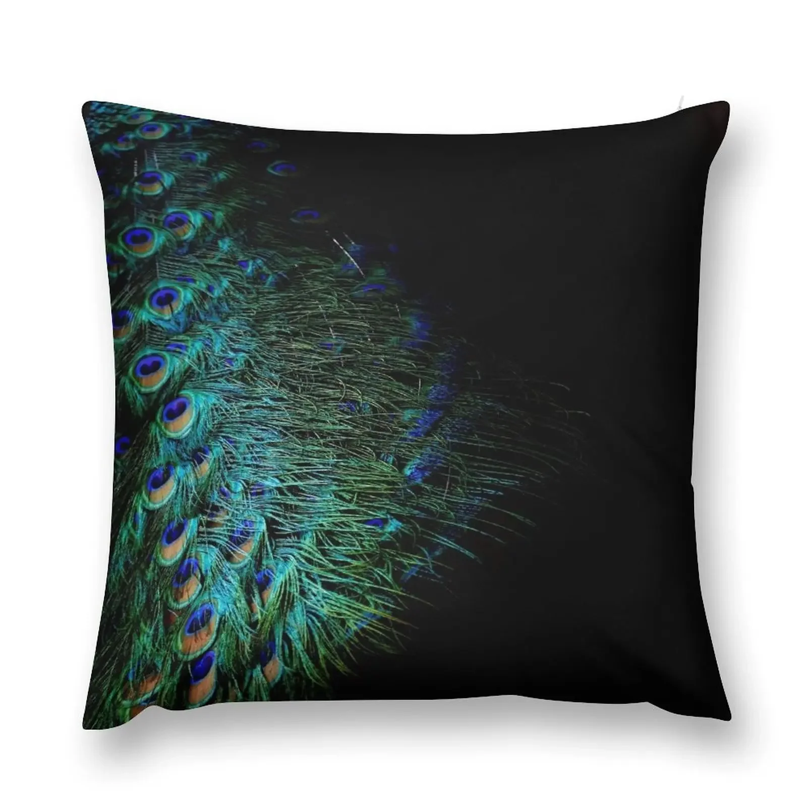 Peacock feathers on a black background Throw Pillow ornamental pillows Christmas Pillow pillowcases for sofa cushions pillow