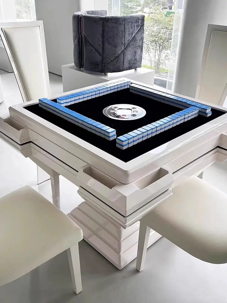 Italian Style Luxury Fully Automatic Electric Mahjong Machine Home Designer Hourglass Mahjong Table High-End Furniture