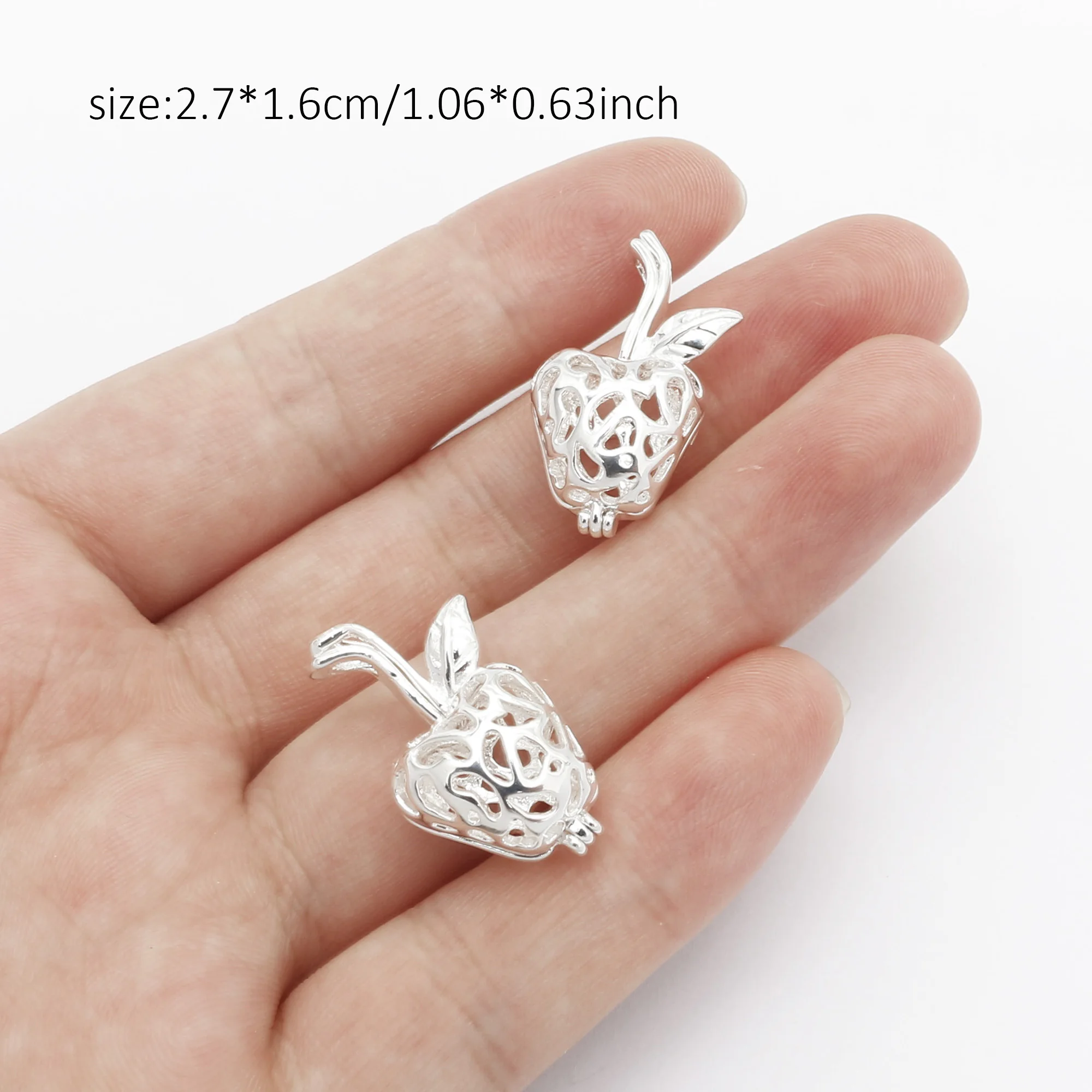 10pcs Cute Apple Pearl Cage Locket Pendants Aromatherapy Essential Oil Diffuser Necklace Locket For DIY Jewelry