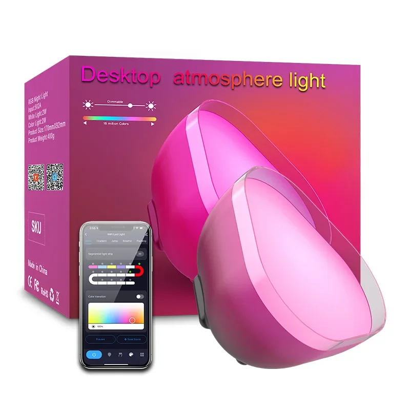 Intelligent WiFi Atmosphere Light Graffiti App Table Lamp LED RGB Bluetooth Desk Lights for Bedroom Bedside Desktop