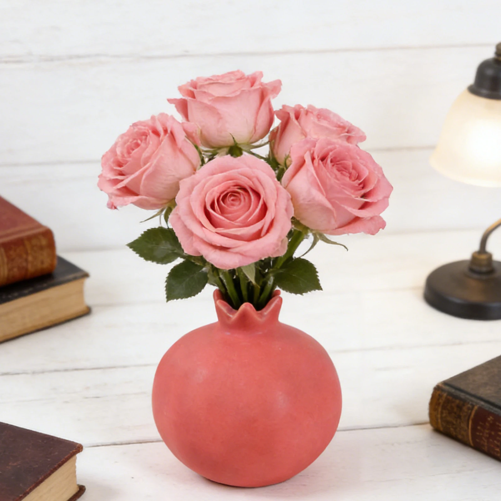 Creative Ceramic Vase Pomegranate Shaped Vase Home Office Table Decoration Crafts for Grow Plant Insert Artificial Flower Holder
