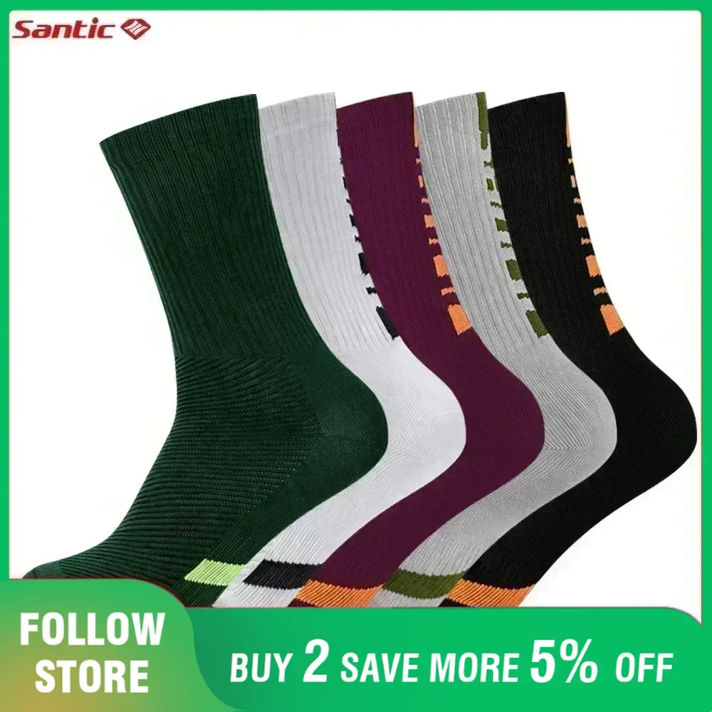 Santic Cycling Socks for Men and Women Outdoor Riding Sports MTB Bike High Bombs Socks Breathable Quick-Dry Leisure Bicycle Sock