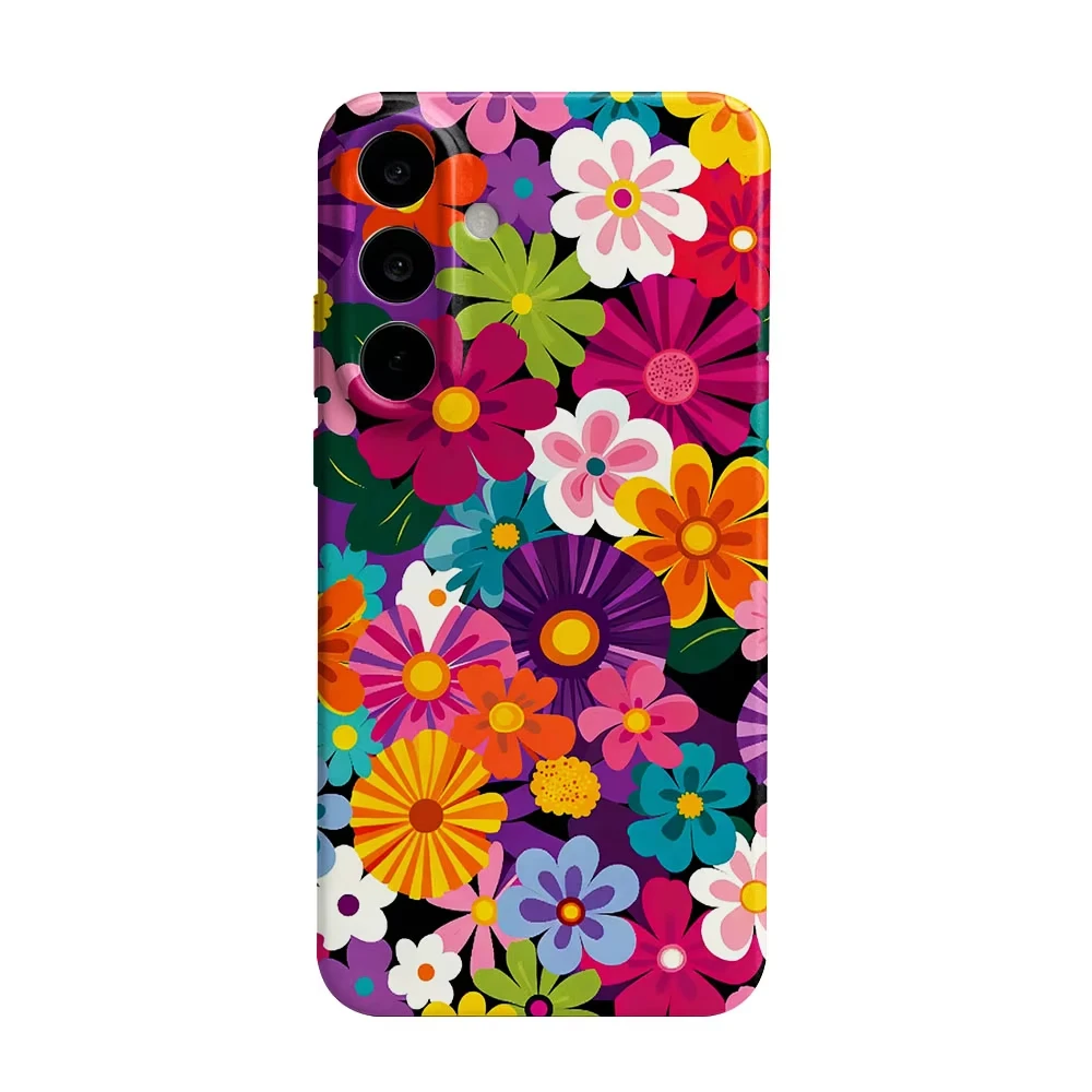Colorful Retro Floral Pattern Phone Case For Samsung S26 S25 S24 S23 S22 S21 Ultra Plus Edge FE Hard PC Shockproof Back Cover