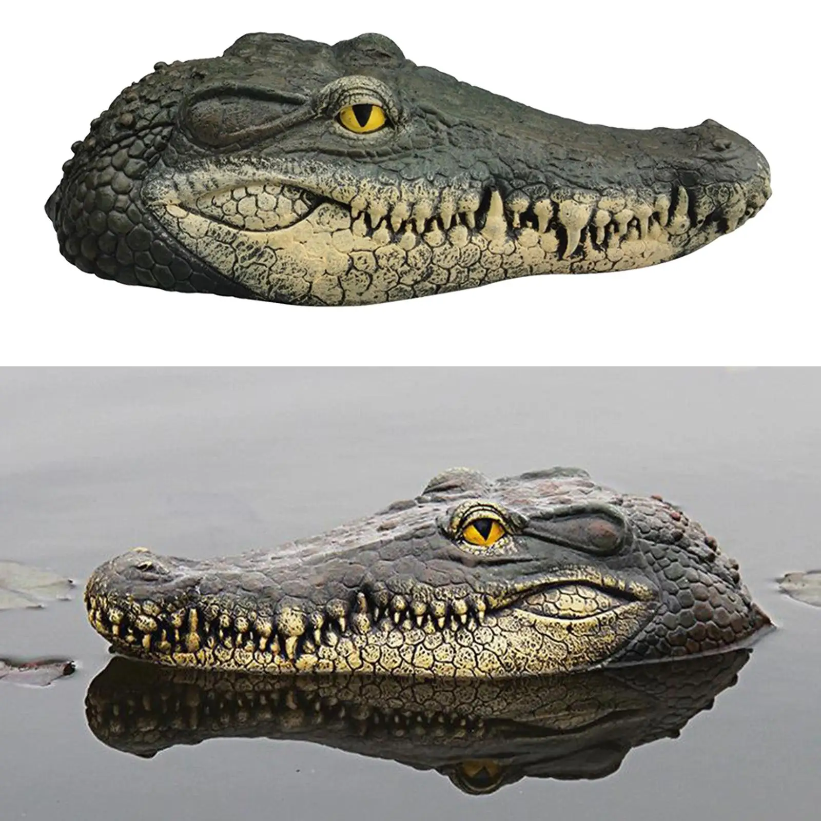 Simulation Crocodile Head Sculpture Floating Alligator Decoy Outdoor Water Predator Marker for Pool Pond Goose Control