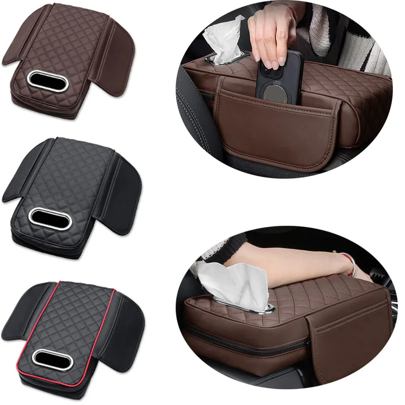 

PU Leather Car Armrest Mat Tissue Boxes Center Console Arm Rest Protection Cushion Auto Armrests Storage Box Cover Pad