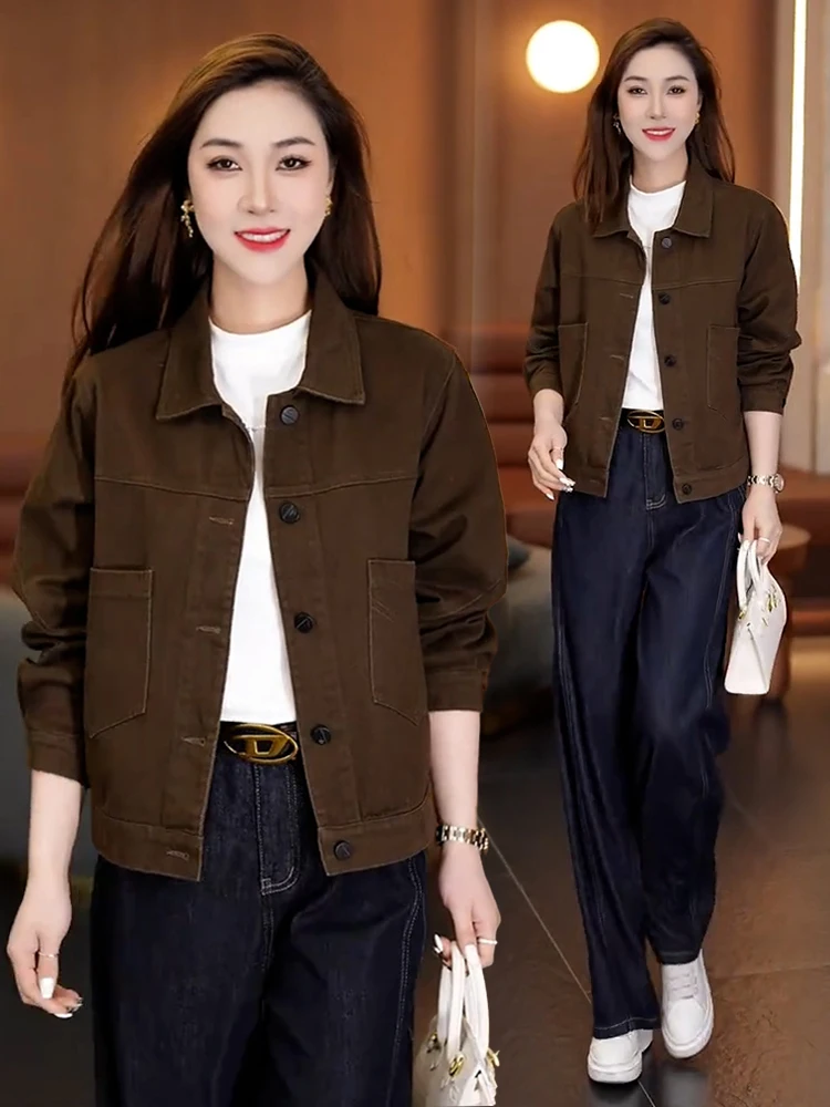 

Spring 2026 Women's Faionable Pure Cotton ort Jaet Top Button Plaid Design Warmth Casual Sle Loose Fit Long Sve