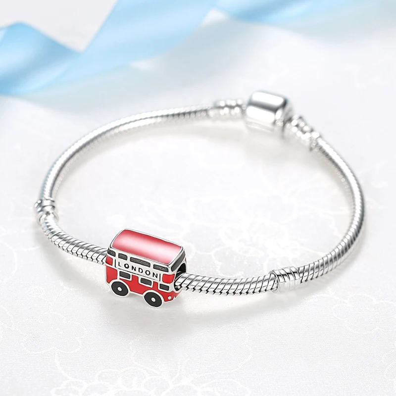 Original 925 Sterling Silver Charm Bead Travel London Bus Camera Suitcase Paris Charms Fit Pan Brand Bracelets Women Diy Jewelry