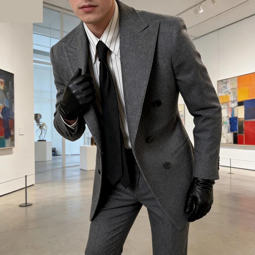 

Мужские повседневные смокинги для офиса, вечеринок и торжеств, высококачественные мужские костюмы для зимнего делового стиля, мужская одежда