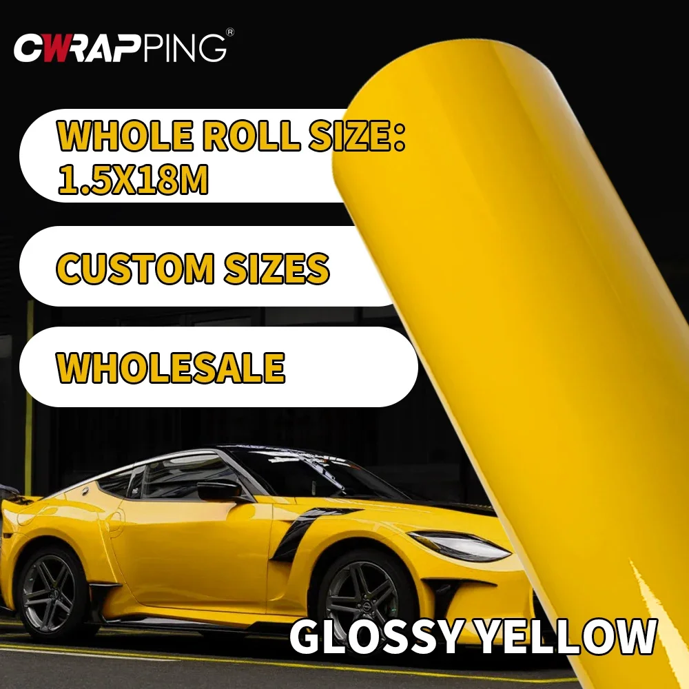 

Yellow Car Decorating Automotive Vinyl Wrap Vinyls Body Covering Film Wrapping Foil Custom Stickers Exterior Sticker Adhesive