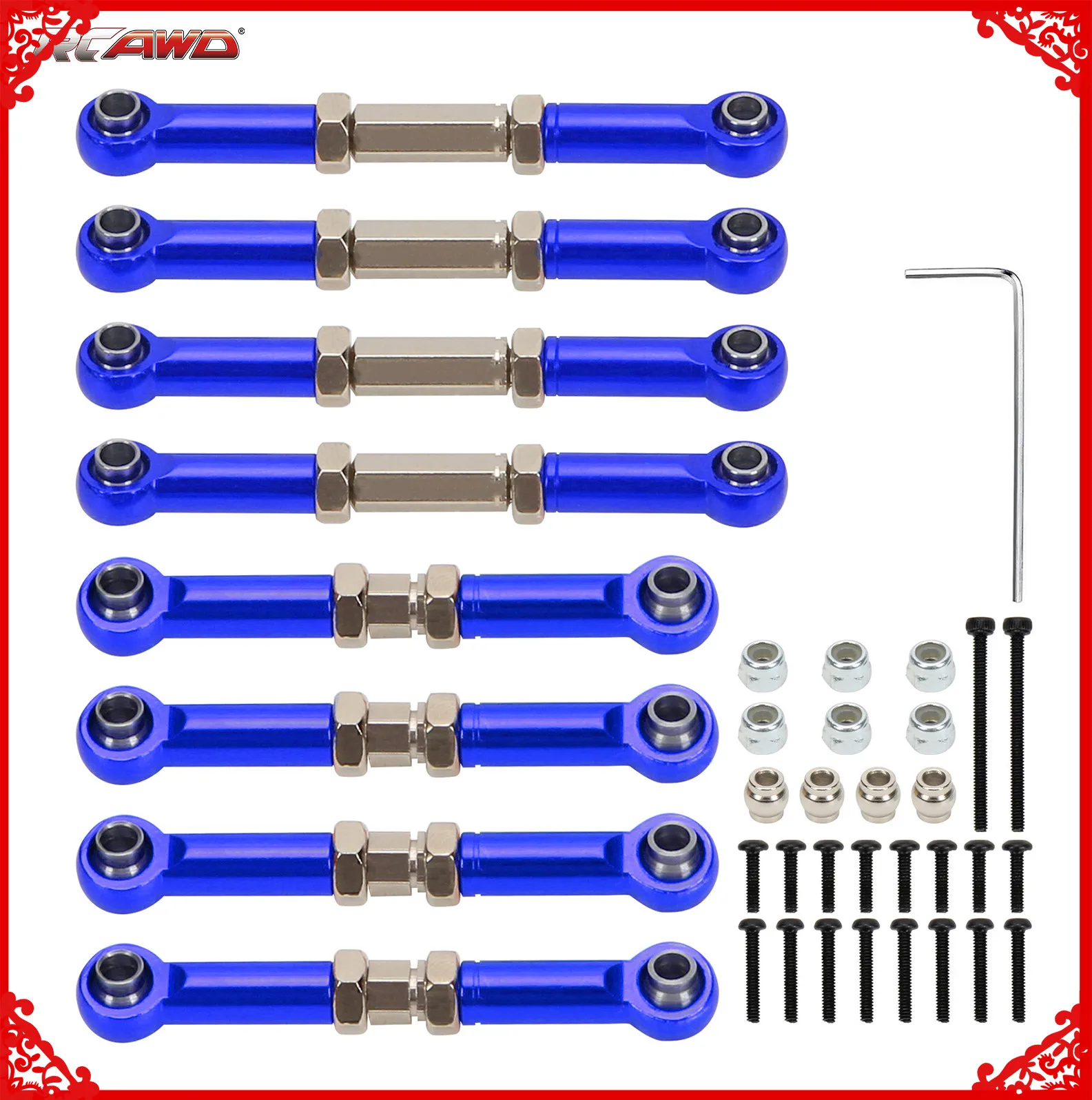 8pcs/set  #45 steel&alloy turnbuckles/upper&lower link/linkage set  for FMS EAZYRC Roc Hobby FCX24 1/24 crawlers upgrade parts