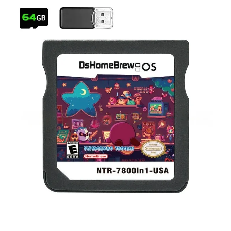 Nieuwe DS Card 7800 in 1 Cartridge Multi voor NDS NDSL NDSi 3DS 2DS Lite Engels met Simulator Game GBA NES Pce Roms Console Tool