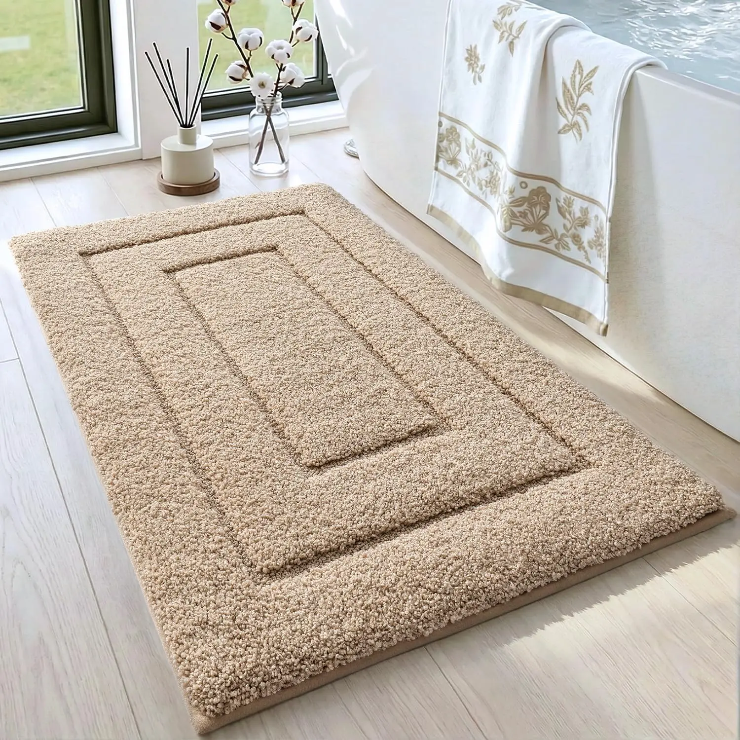 

Bathroom Rug 36x24, Non Slip Washable Bath Mat for Shower Floor, Absorbent Soft Bathmat with Rubber Backing, Quick Dry