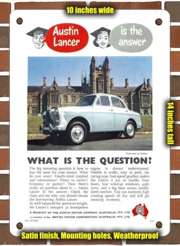 METAL SIGN - 1958 Austin Lancer What is the Question - 10x14 Inches