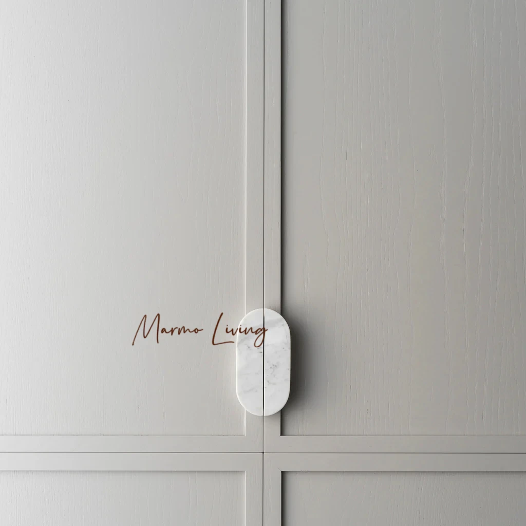 Luxury Marble Door Handle Modern Wardrobe White Stone Cabinet Drawer Pulls Custom Furniture Handles