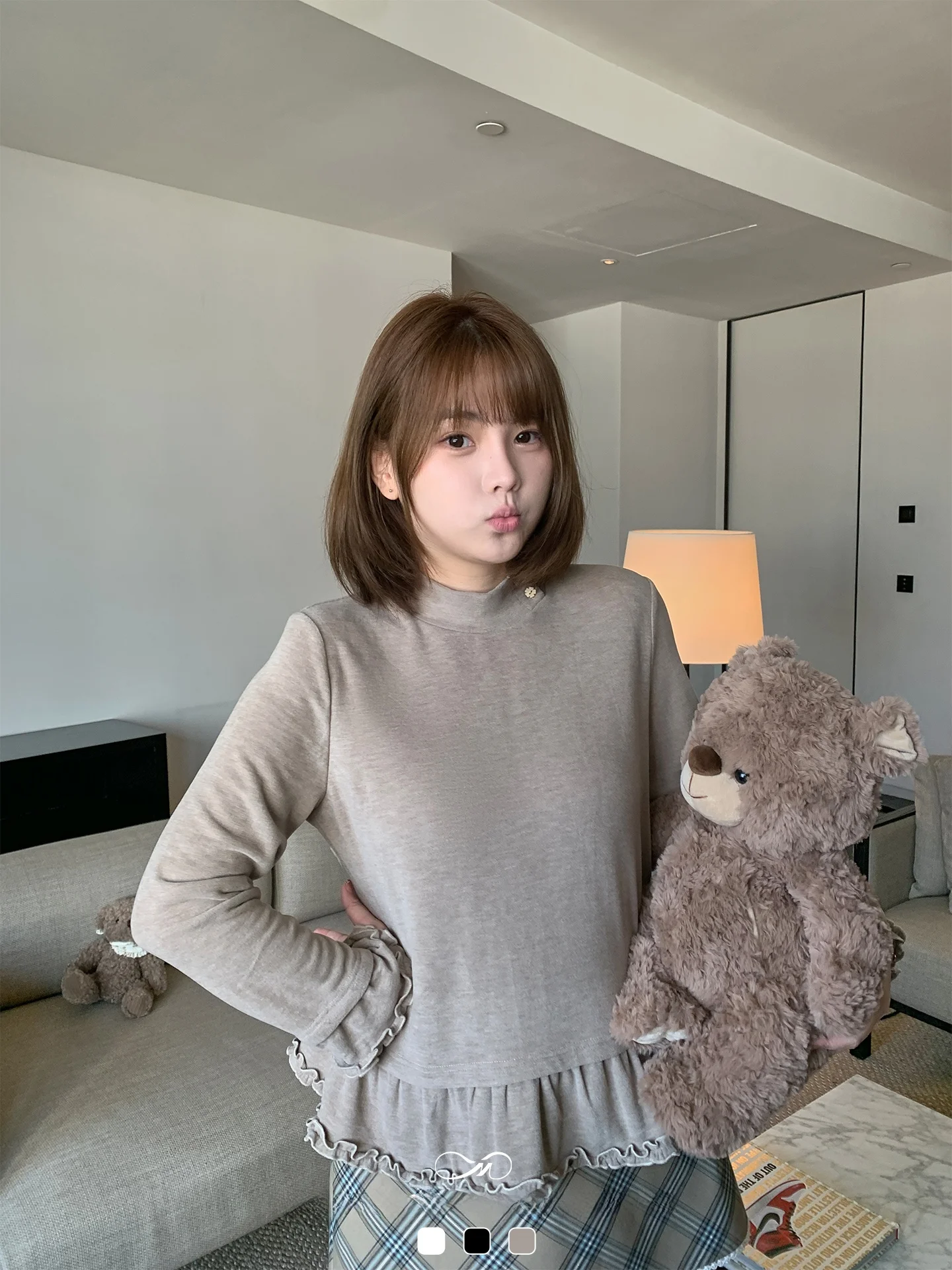 

Свободный длинный свеч с высоким воротником и Wood ain для больших размеров, женский повседневный осенний топ от Masixi