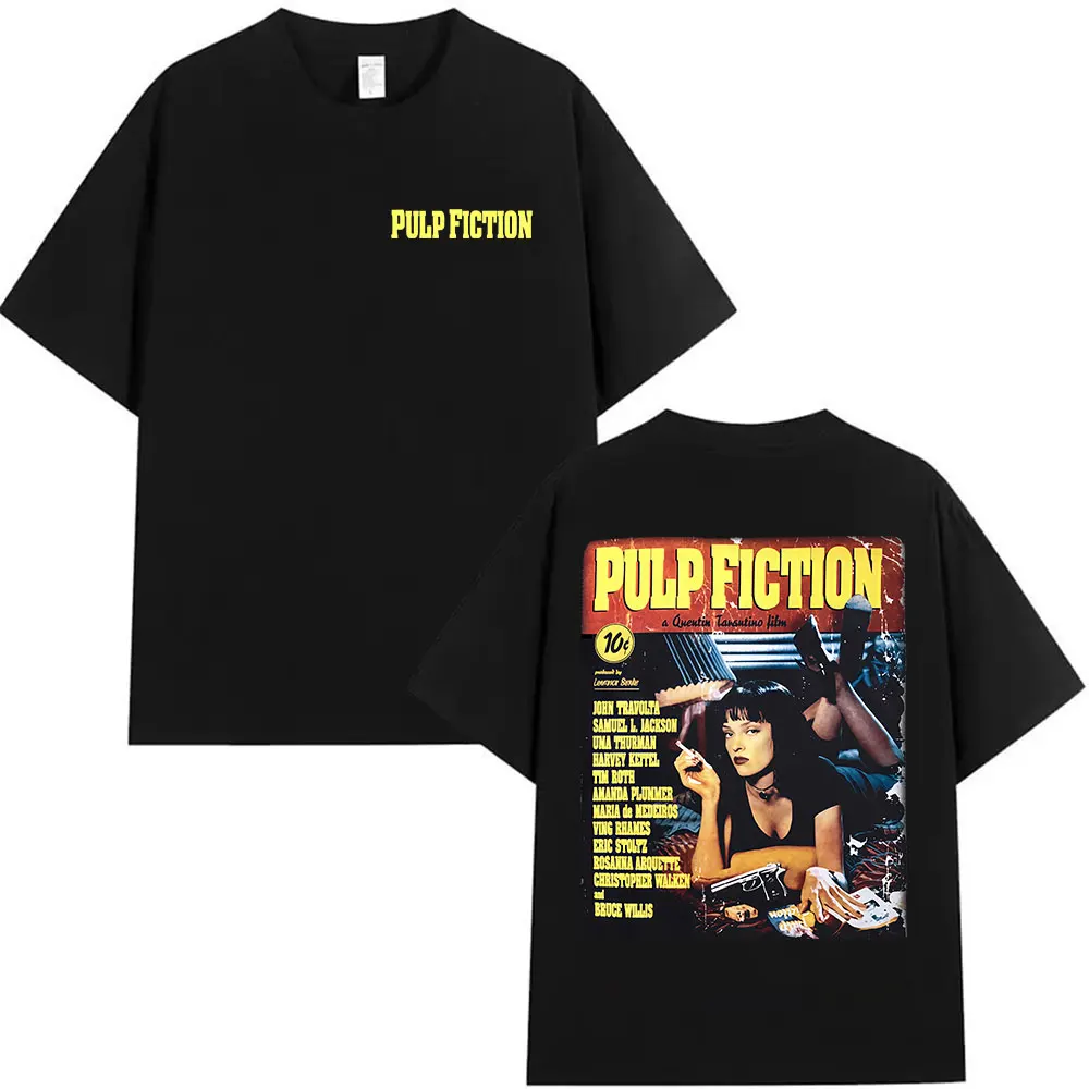 Vintage Pulp Fiction Movie Graphic T Shirts Men Women High Quality Fashion Oversized Cotton T-shirt Yk2 Harajuku Clothing Tshirt