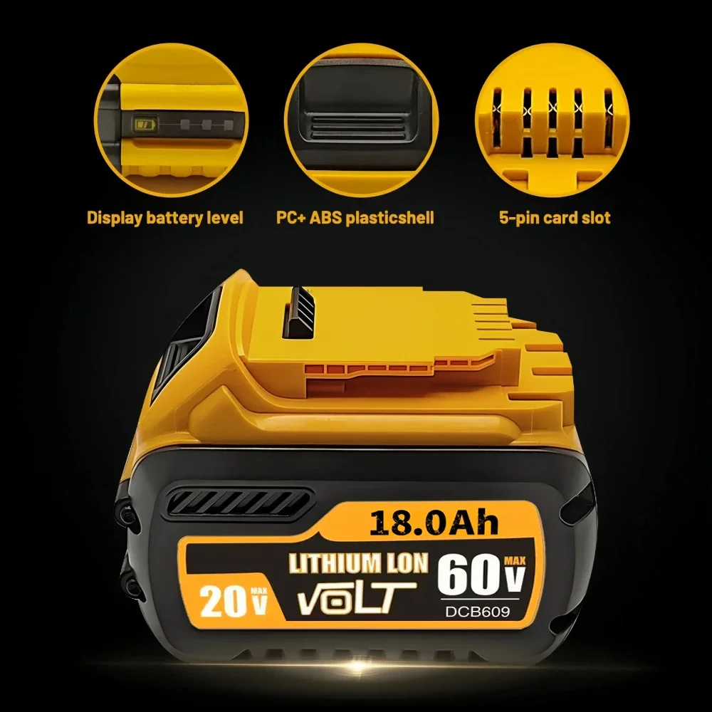 Batería de repuesto de 18Ah para batería de iones de litio DeWalt 20V/60V MAX para baterías de herramientas Flexvolt DeWalt DCB547-XJ DCB200 DCB201