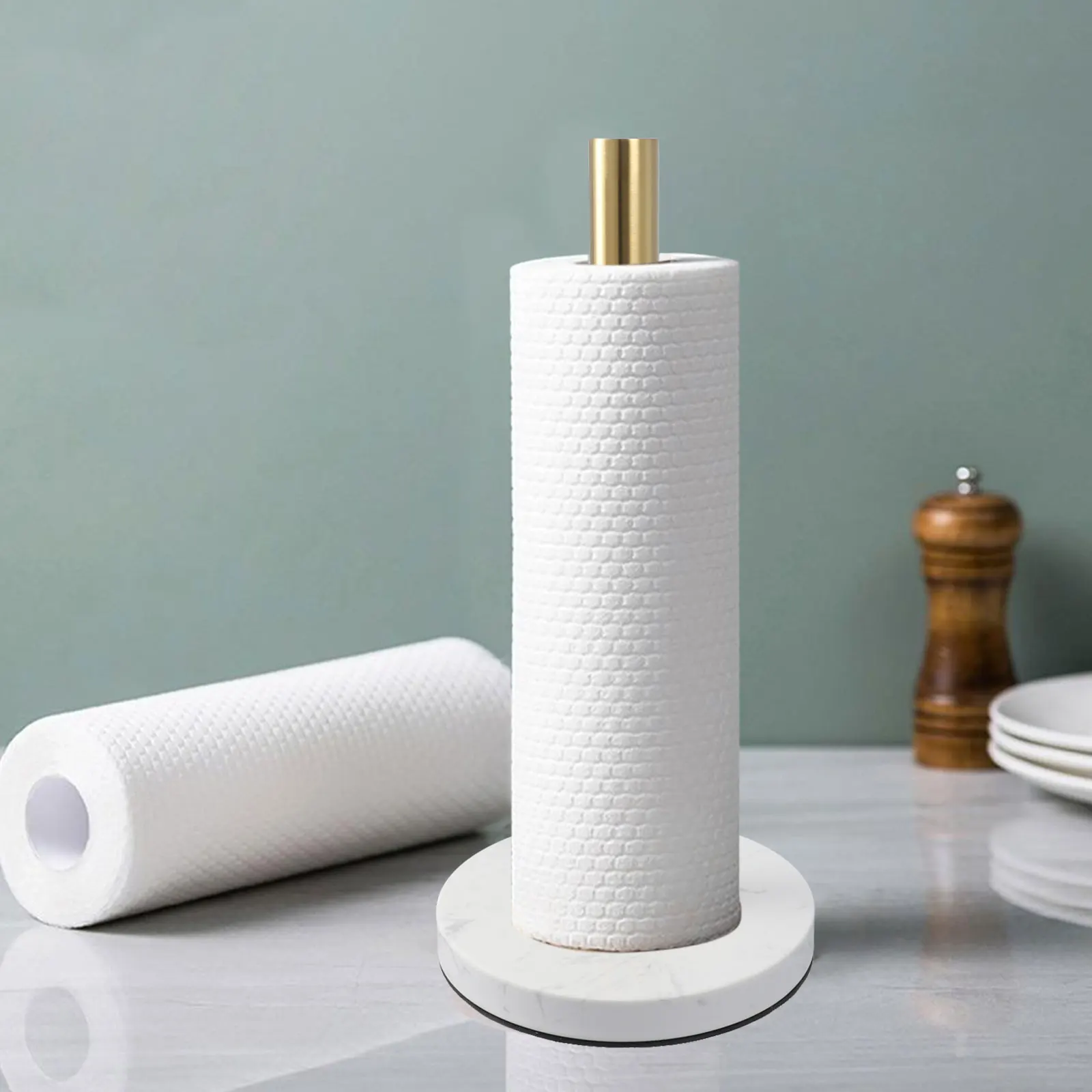 Standing Paper Towel Holder Marble Paper Towel Holder Easy Refill High-quality Materials Multifunctional Vertical Shelf