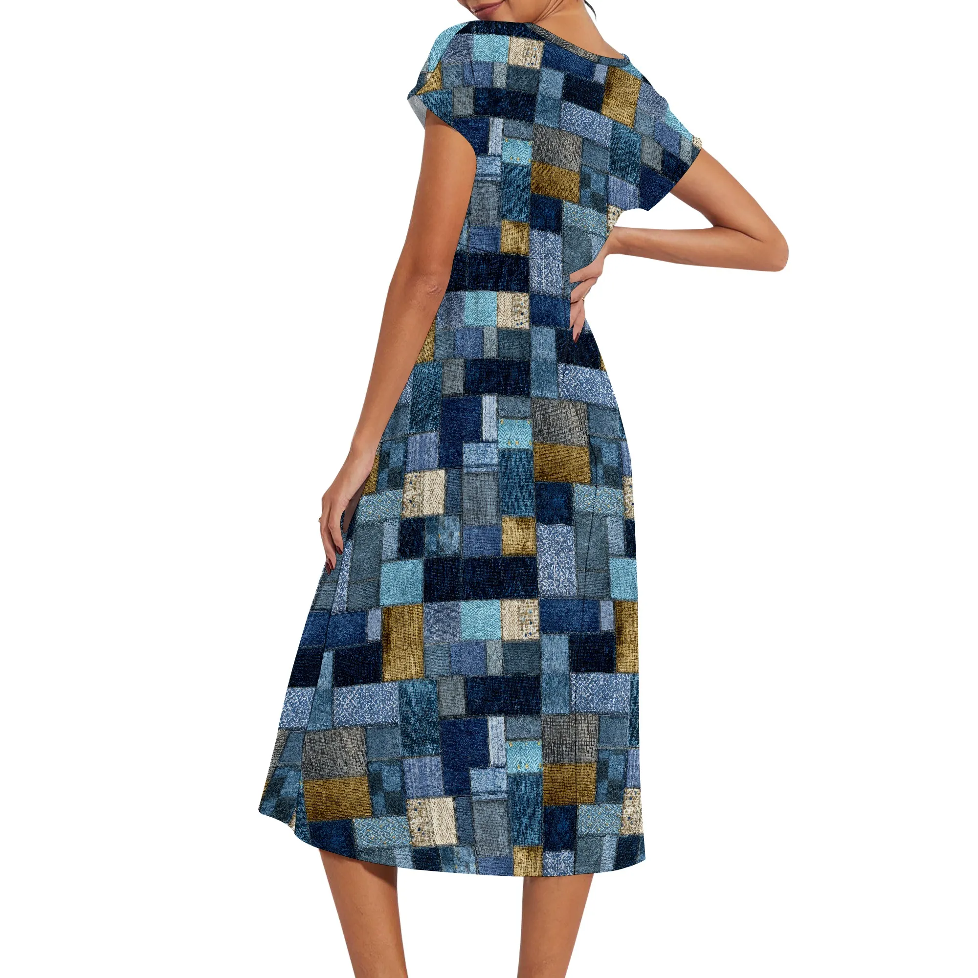 Feminino verão 2025 casual manga curta em camadas flowy primavera vestido longo midi praia vestido de férias roupas