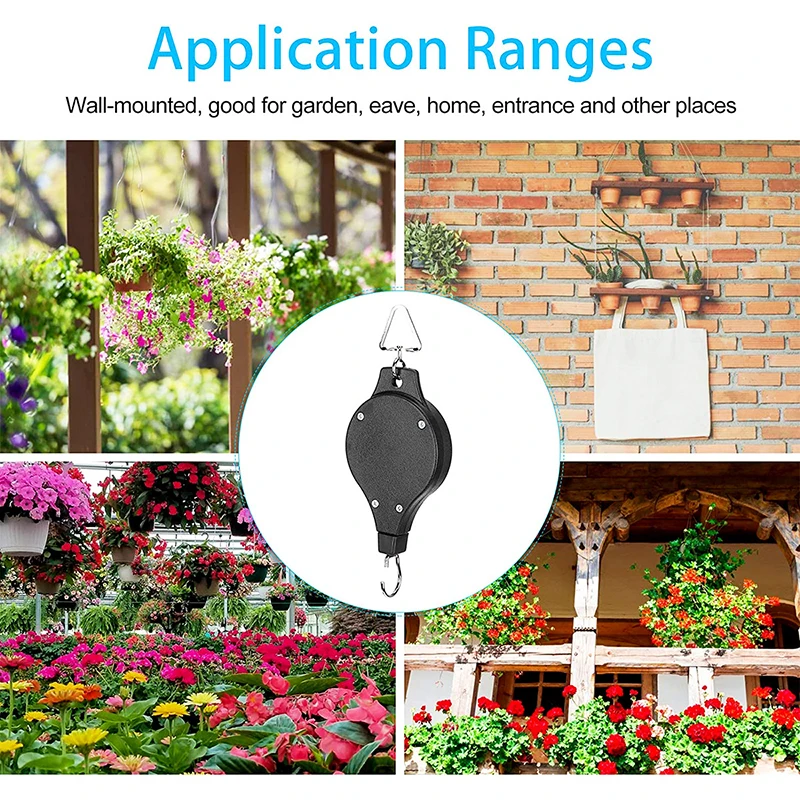 Garden Retractable Flower Basket Hooks Pulley Adjustable Pull Plant Watering for Hanging Plants Indoor Outdoor Plant Hanger Hook