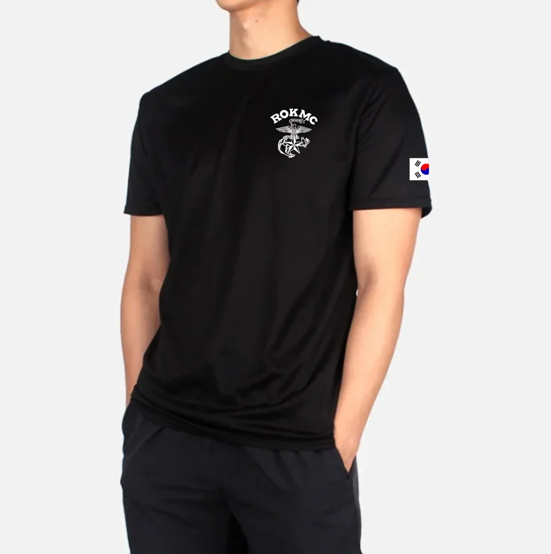 Summer R.O.K.A ROKMC  MARINES Outdoor Sports Work Casual Men\'s Cooling Loca Short Sleeve Cotton T-Shirt