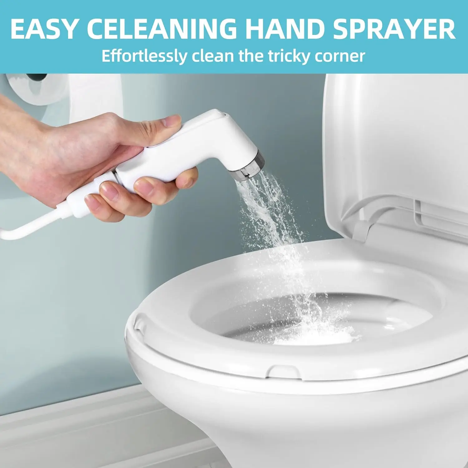 RV Toilet with Enamel Bowl,Plastic Toilet Body,Toilet High Profile with Hand Sprayer and Flange for Motorhome Caravan Car Travel - view 4