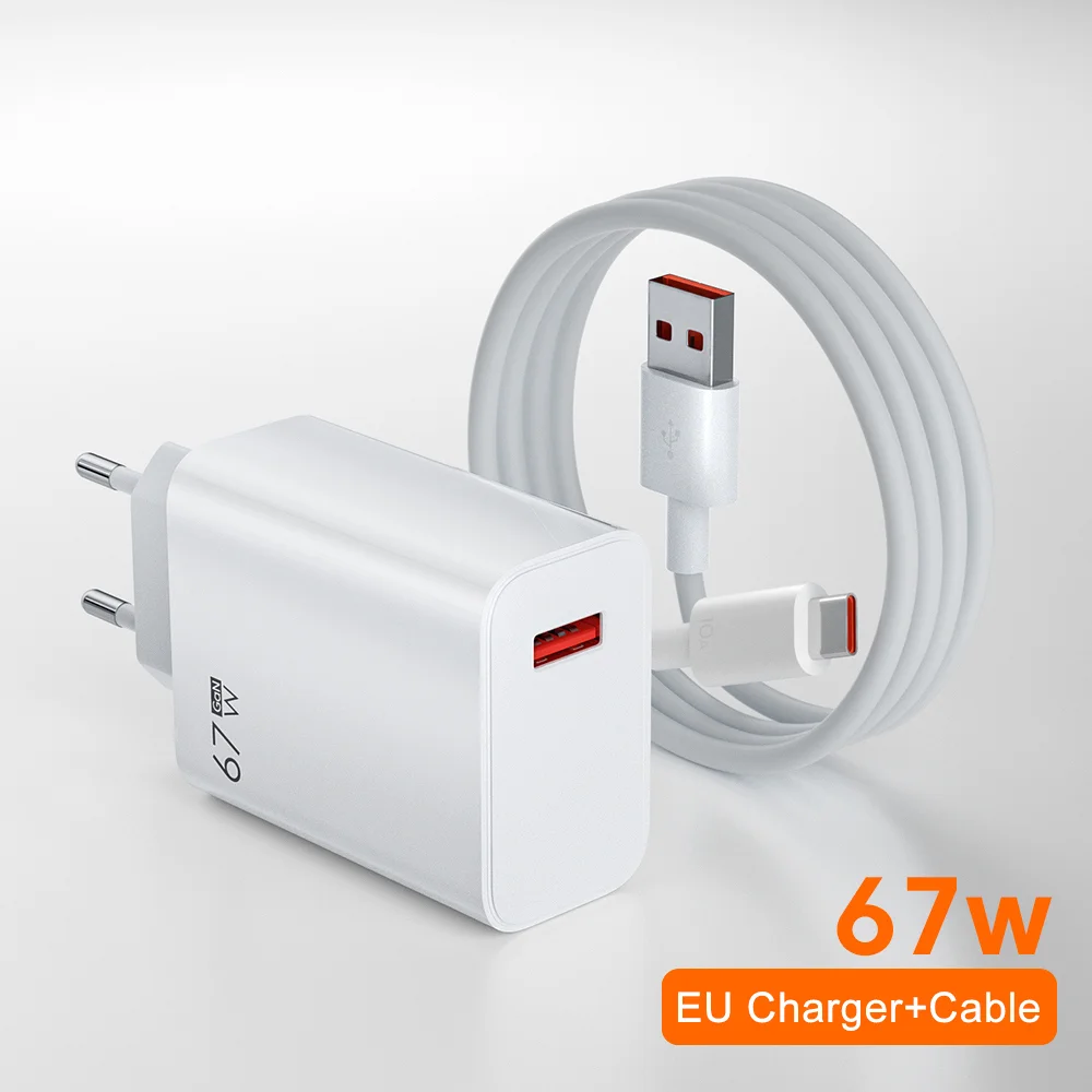 Hot Original 67W USB Super Fast Charger Power Adapter 6A Type-C Cable Quick Charge Applicable To Xiaomi Samsung Huawei