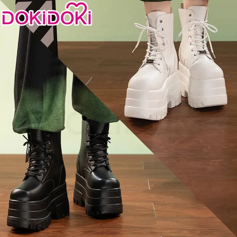

Bear's Home IN STOCK Women Cosplay Props 19cm Heightening Shoes DokiDoki Men Daily Black White 15cm Leather Shoe New 2025